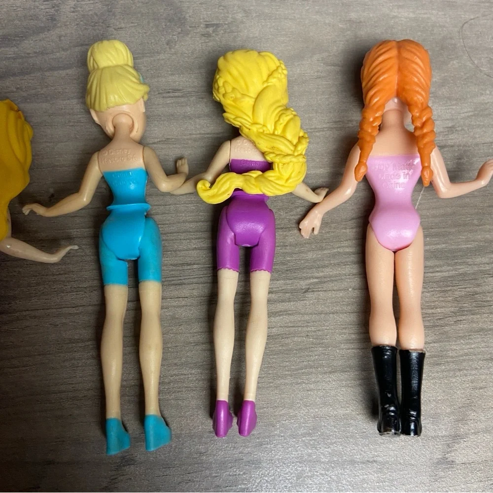 Set‎ of 4 Polly Pocket & Disney Magic Clip Princess Dolls 3.5”